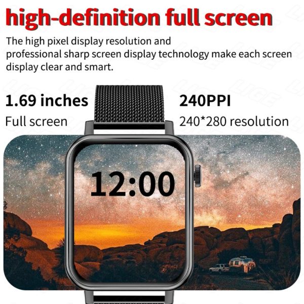 LIGE New Men Smart Watch Women 1 69 Full Touch Bluetooth Call Fitness Tracker Bracelet Waterproof 4