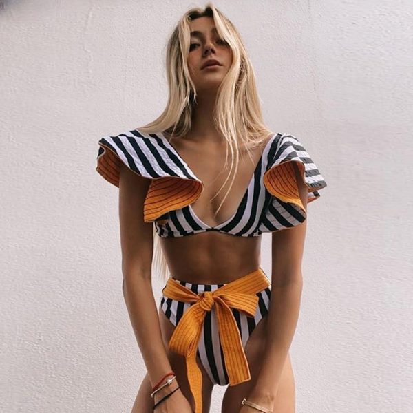 Two-Pieces Women Floral Push-Up Padded Bra Ruffles Bandage Bikini Set Swimsuit Swimwear Bathing Suit Beachwear Biquini - Image 3
