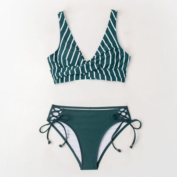 CUPSHE Yellow And Lemon Print Mid-Waist Bikini Sets Swimsuit Women Sexy Lace Up Two Pieces Swimwear New Beach Bathing Suits - Image 3