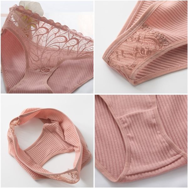 10Pcs set Cotton Panties Women Sexy Floral Lace Panty Underwear Lingerie Solid Color Female Underpants Intimates 3