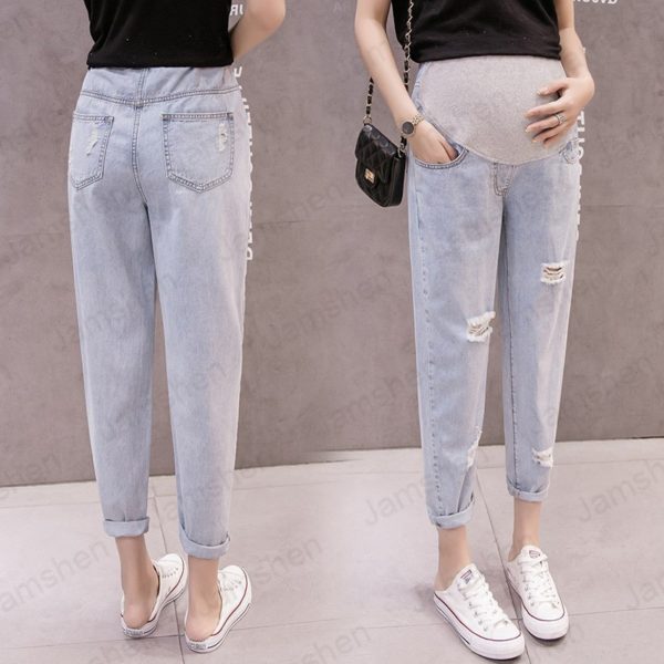 2020 New Maternity Pants Thin Section Stomach Lift Ultra Thin Denim Pants Pregnant Women Jeans for 1