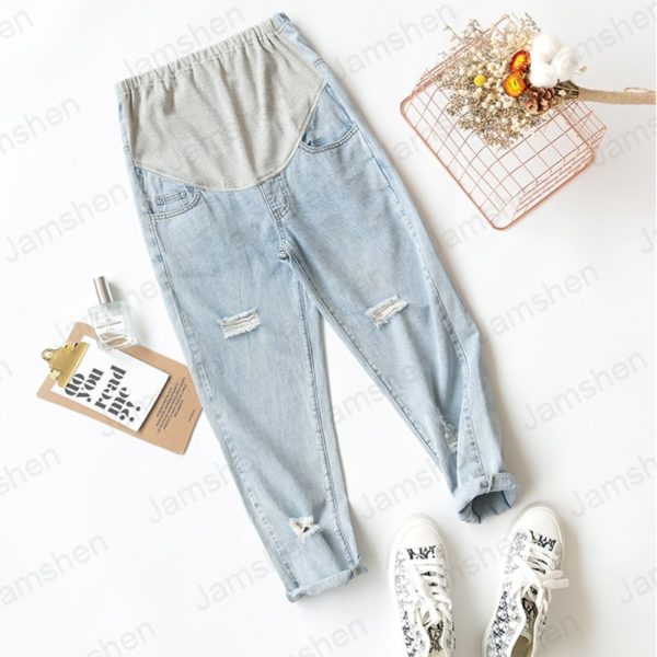2020 New Maternity Pants Thin Section Stomach Lift Ultra Thin Denim Pants Pregnant Women Jeans for