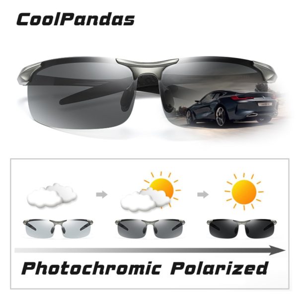 2021 Aluminum Rimless Photochromic Sunglasses Men Polarized Day Night Driving Glasses Chameleon Anti Glare gafas de 1