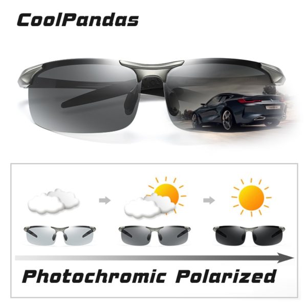 Aluminum Rimless Photochromic Sunglasses Men Polarized Day Night Driving Glasses Chameleon Anti-Glare gafas de sol hombre - Image 2