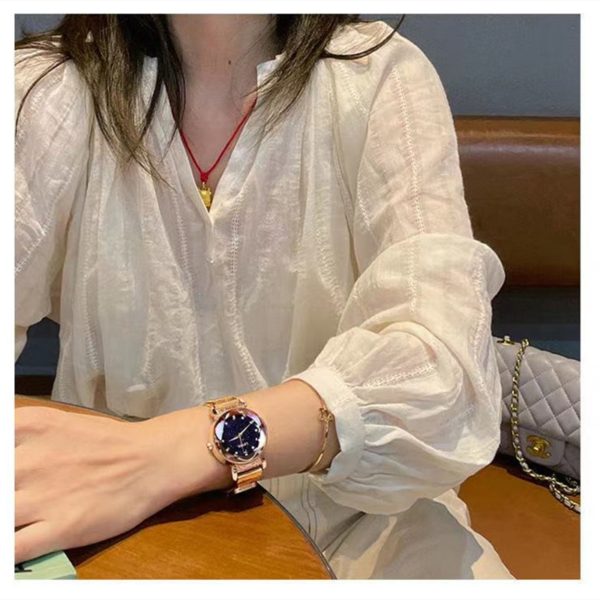 Ladies Fashion Watches Green Dial Simple Rose Gold Mesh Women Watches - Image 4