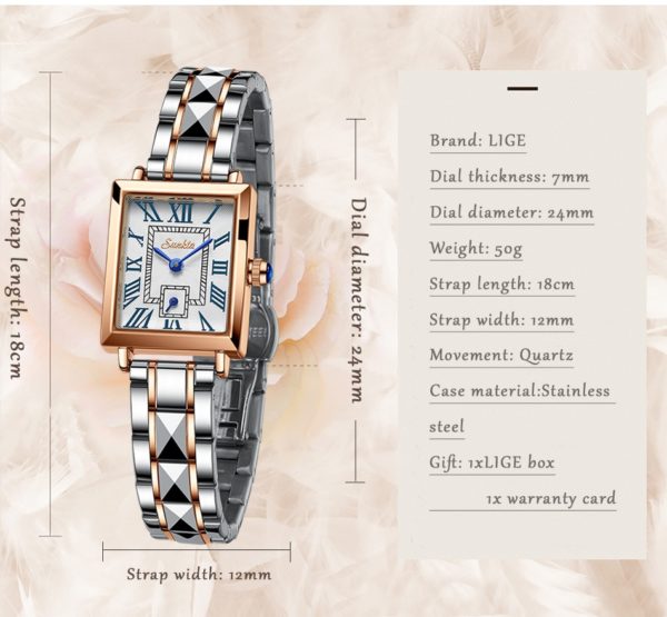 Square Watch For Ladies Rose Gold Luxury Women Watches - Image 4