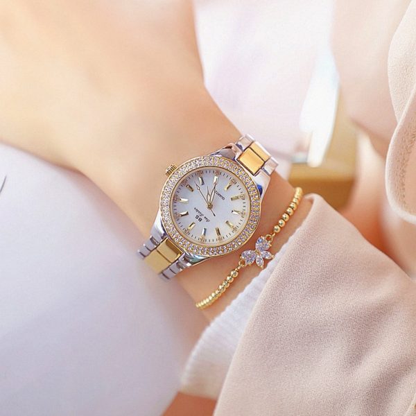2021 Ladies Wrist Watches Dress Gold Watch Women Crystal Diamond Watches Stainless Steel Silver Clock Women 1