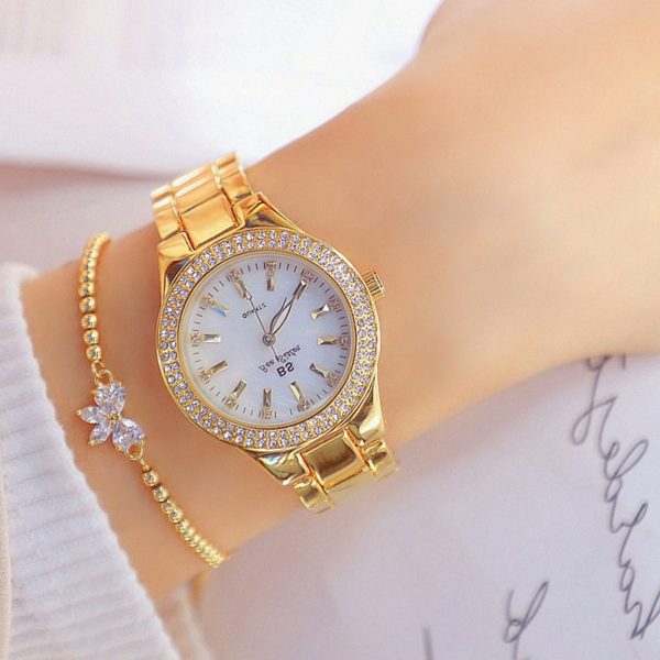 2021 Ladies Wrist Watches Dress Gold Watch Women Crystal Diamond Watches Stainless Steel Silver Clock Women 2