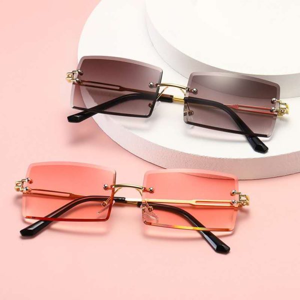 Retro Sunglasses Women Brand Designer Fashion Rimless Gradient Sun Glasses Shades Cutting Lens Ladies Frameless Eyeglasses - Image 2