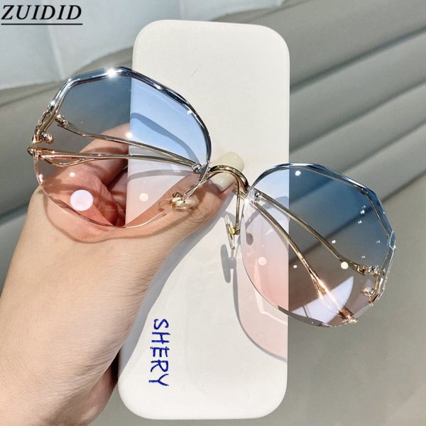 2021 Rimless Sunglasses Fashion Sunglasses Women Tide Vasos Decorativos Vogue Lunette De Soleil Femme Vintage Zonnebril 1