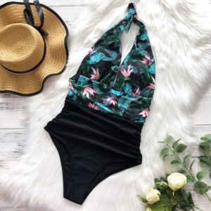 Sexy One Piece Swimsuit Women Swimwear Push Up Monokini Ruffle Bathing Suit Floral Bodysuit Beach Wear Female Swimsuit