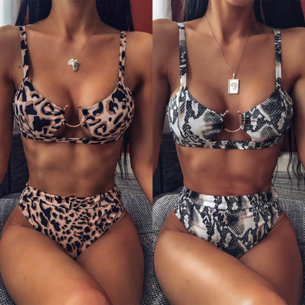 2021 Sexy Women High Waist Bikini Swimsuit Swimwear Female Bandeau Thong Brazilian Biquini Bikini Set Bathing 1