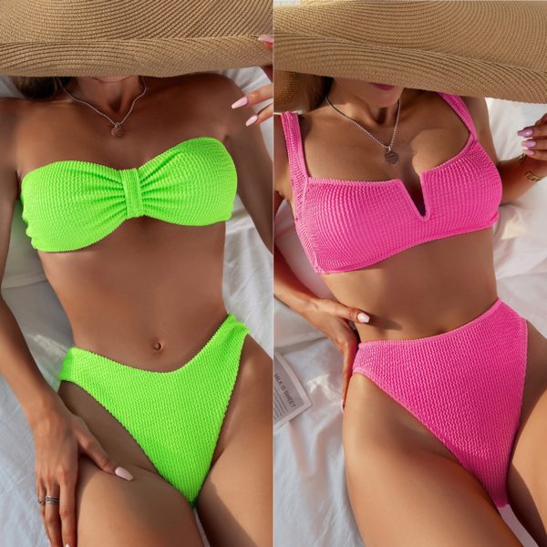 Sexy Women High Waist Bikini Swimsuit Swimwear Female Bandeau Thong Brazilian Biquini Bikini Set Bathing Suit Bather - Image 3