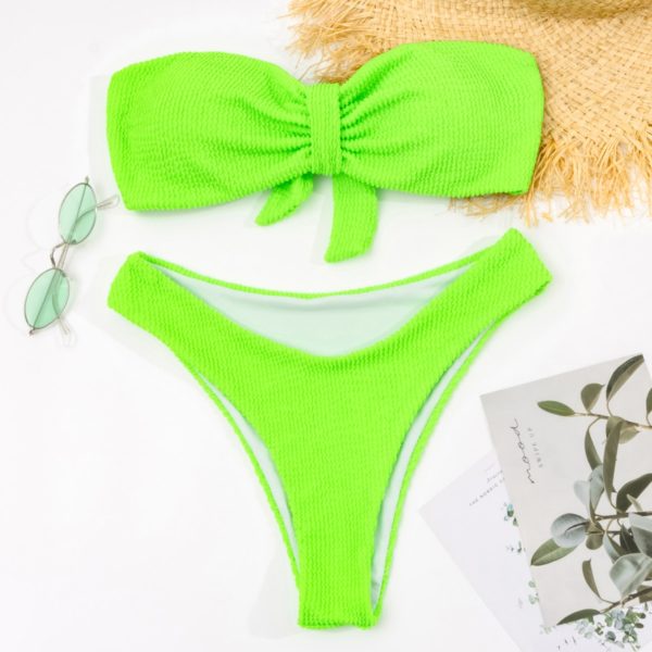 2021 Sexy Women High Waist Bikini Swimsuit Swimwear Female Bandeau Thong Brazilian Biquini Bikini Set Bathing 4