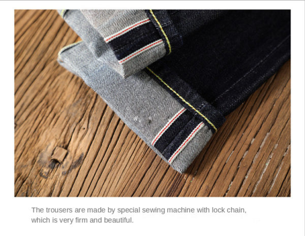 14oz Classic Mens Selvedge Denim Jeans Pencil Pants - Image 3