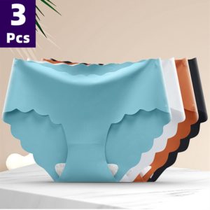 3 Pcs/set Solid Ladies Women Panties Ice Silk Underwear G String Traceless Panties Sexy Underwear Comfortable Breathable Panties