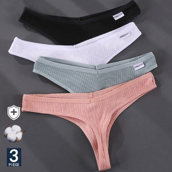 3PCS Set G string Panties Cotton Women s Underwear Sexy Panties Female Underpants Thong Solid Color