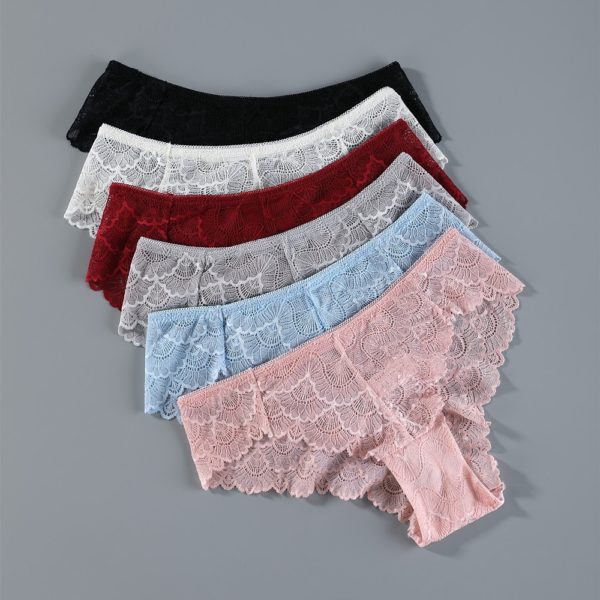 3Pcs Sexy Women Lace Panties Underwear Seamless Transparent Panties Thongs Low Waist Hollow Briefs Solid Female 1