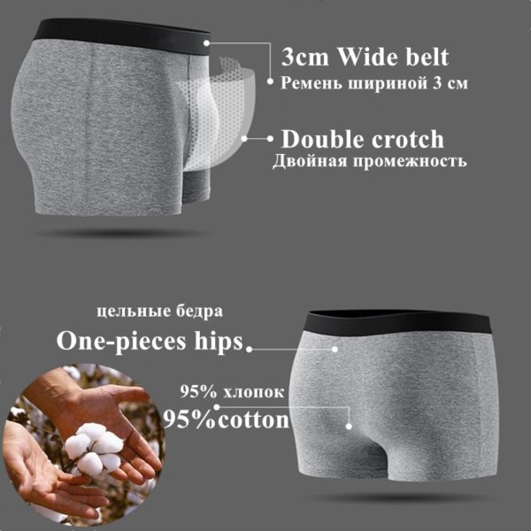 4pcs/Lot Men's Panties Underpants Cueca Boxers Underwear Cotton Thermal Gift for Man Breathable Homme Sexy Soft Male Shorts - Image 2