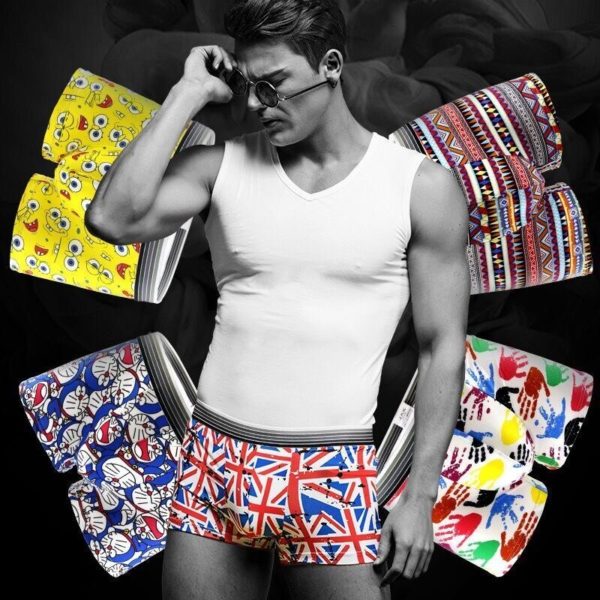 5PCS Lot Men s underwear cute cartoon underpants male pure men panties shorts underwear boxer shorts 1