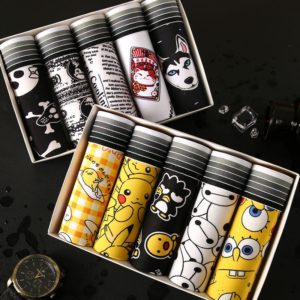 5PCS/Lot Men's underwear cute cartoon underpants male pure men panties shorts underwear boxer shorts