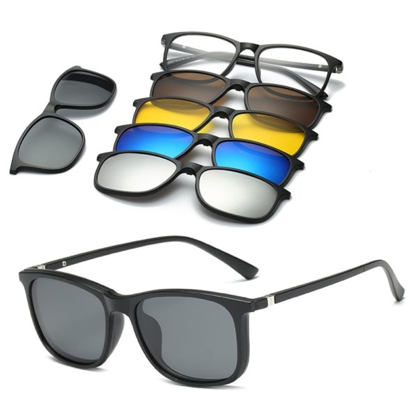 6 In 1 Custom Men Women Polarized Optical Magnetic Sunglasses Clip Magnet Clip on Sunglasses Polaroid