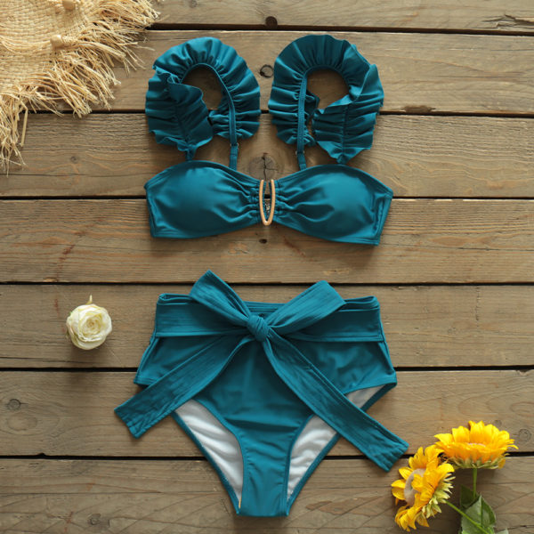 Two-Pieces Women Floral Push-Up Padded Bra Ruffles Bandage Bikini Set Swimsuit Swimwear Bathing Suit Beachwear Biquini - Image 2