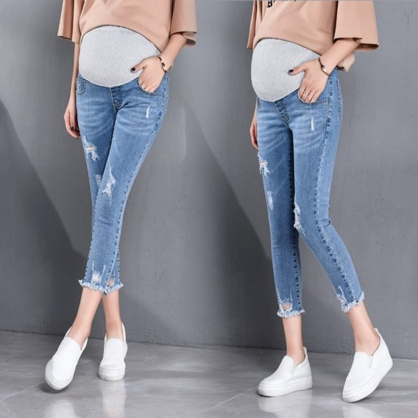 817 7 10 Length Summer Autumn Fashion Maternity Jeans High Waist Belly Skinny Pencil Pants Clothes 1