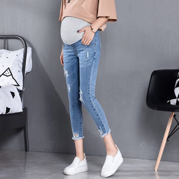 817 7 10 Length Summer Autumn Fashion Maternity Jeans High Waist Belly Skinny Pencil Pants Clothes