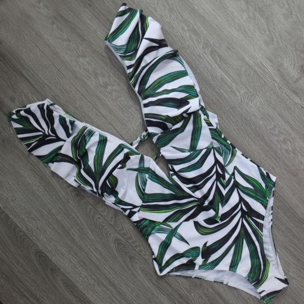 Sexy One Piece Swimsuit Push Up Swimwear Women Ruffle Monokini Adjustable Shoulder Swimsuit Bodysuit Bathing Suit Swim Wear