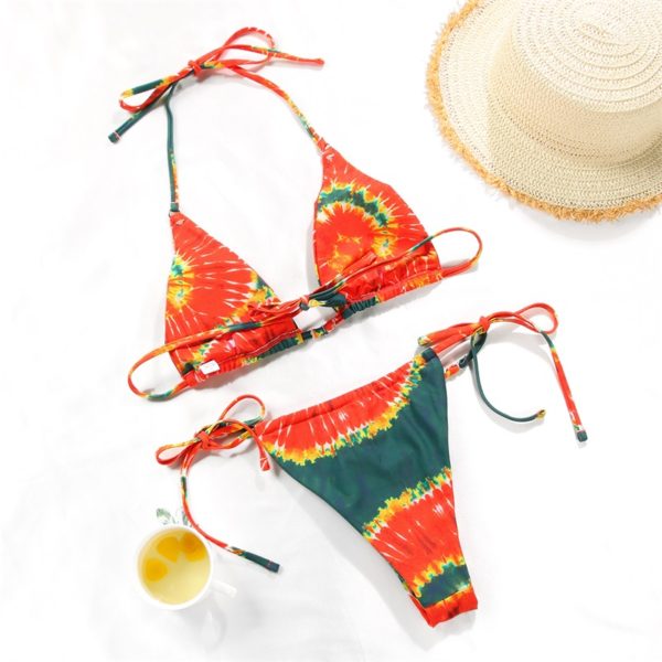 Bikini Swimsuit Solid Color Bikini Set Floral Print Swimwear Sexy Biquini Bathing Suit Women Bikinis String Beach - Image 3