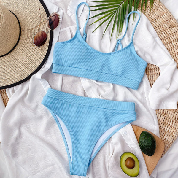 High Waist Bikinis Swimsuits Women Push Up Swimwear Ribbed Strap Bathing Suit Biquini Brazilian Bikini  Beachwear - Image 5