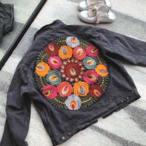 Oversized Multi Floral Embroidered Denim Jacket long Sleeve Casual Chic Jacket Coat Women Winter Coat