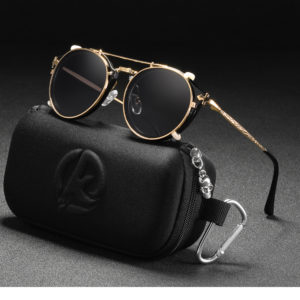 Steampunk Round Clip On Sunglasses Men Women Double Layer Removable Lens Baroque Carved Legs Glasses UV400 With Box