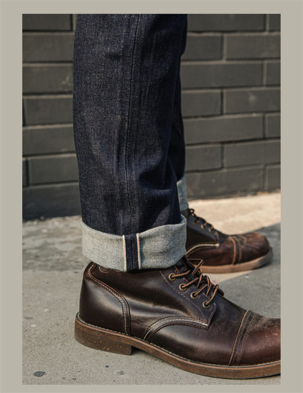 12oz Washing Selvedge Jeans Mens Slim Fit Dark Blue Onewash - Image 4