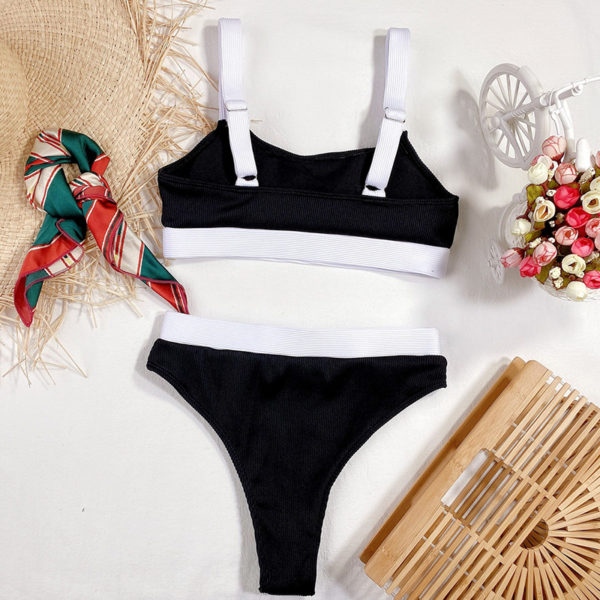 High Waist Bikinis Swimsuits Push Up Swimwear Women Splicing Biquini Beachwear Sports Ribbed Bathing Suits New - Image 3
