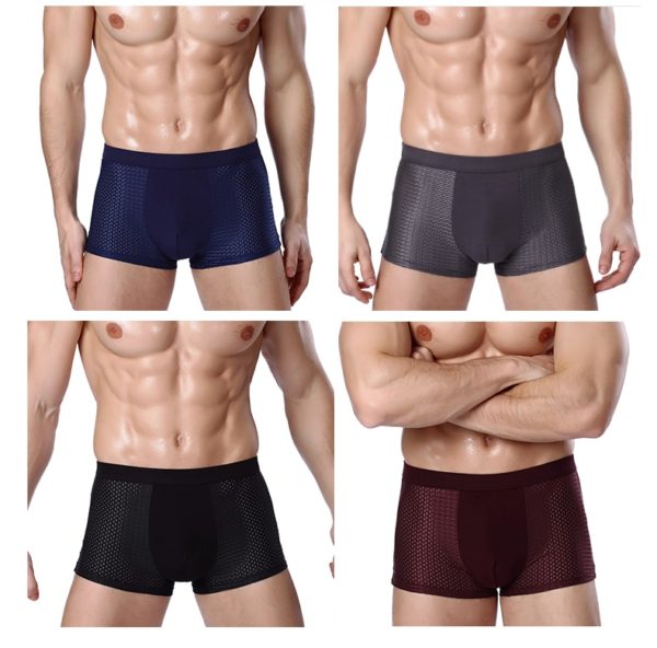 8XL Plus Banboo Fiber Men Underwear Male boxer Solid Panties Shorts Men's Underpants Breathable Intimate Man boxers 4pcs - Image 3