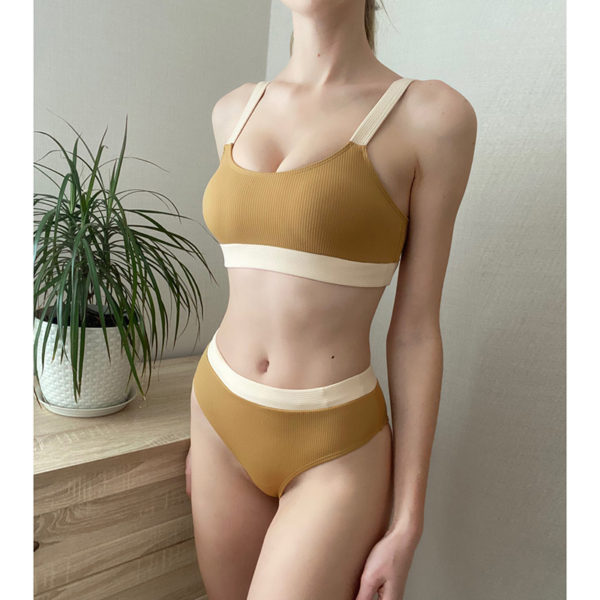 High Waist Bikinis Swimsuits Push Up Swimwear Women Splicing Biquini Beachwear Sports Ribbed Bathing Suits New - Image 2