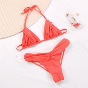 Sexy Bikinis Female Micro Folds Swimwear Women High Cut Bikini Set String Swimming Suit For Women White Swimsuit