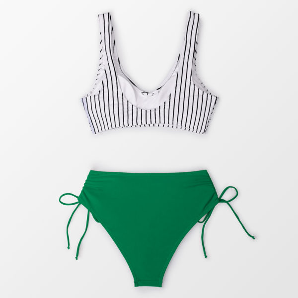 CUPSHE Yellow And Lemon Print Mid-Waist Bikini Sets Swimsuit Women Sexy Lace Up Two Pieces Swimwear New Beach Bathing Suits - Image 5