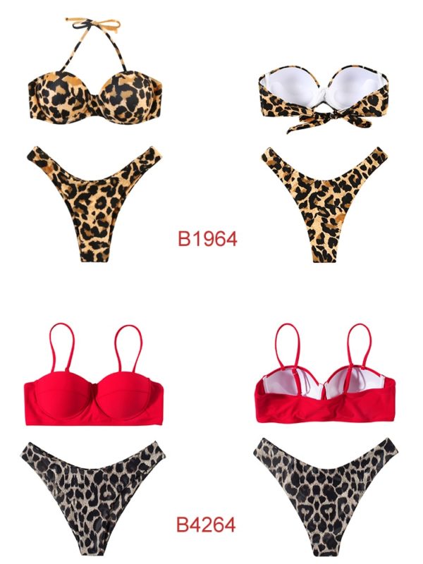 Animal Print Leopard Bikini Push Up Swimsuit Sexy Women Bikini Set 2021 Brazilian Thong Bathing Suit 4