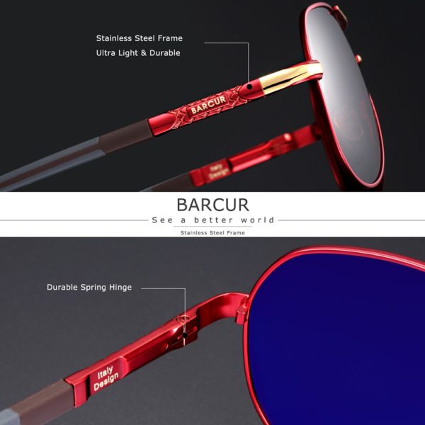 BARCUR Aluminum Vintage Men s Sunglasses Men Polarized Coating Classic Sun Glasses Women Shade Male Driving 1