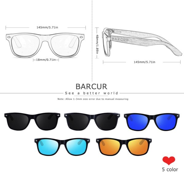 Black Walnut Sunglasses Wood Polarized Sunglasses Men Glasses Men UV400 Protection Eyewear Wooden Original Box - Image 2