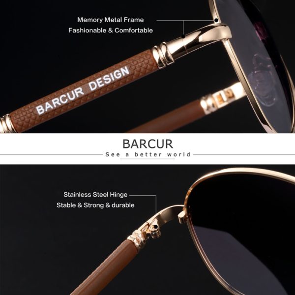 BARCUR Design Titanium Alloy Sunglasses Polarized Men s Sun Glasses Women Pilot Gradient Eyewear Mirror Shades 1