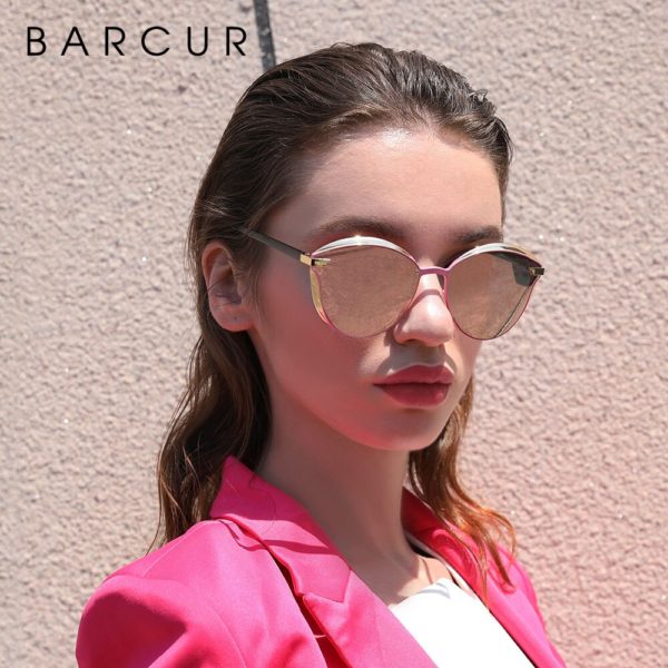 BARCUR Luxury Polarized Sunglasses Women Round Sun Glassess Ladies Lunette De Soleil Femme 1