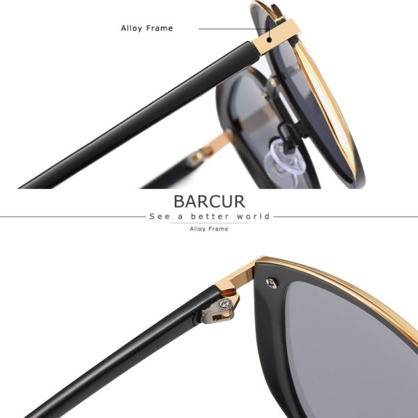 BARCUR Luxury Polarized Sunglasses Women Round Sun Glassess Ladies Lunette De Soleil Femme 4