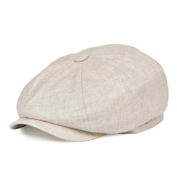 BOTVELA Summer Linen Newsboy Cap Men Women Herringbone Bakerboy Caps Lightweight Breathable Flat Hat Apple Beret