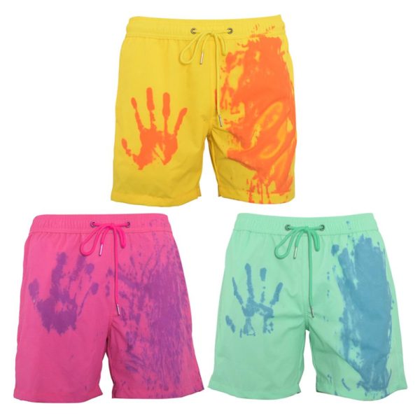Beach Shorts Men Magical Color Change Swimming Short Trunks Summer Swimsuit Swimwear Shorts Quick Dry Bathing
