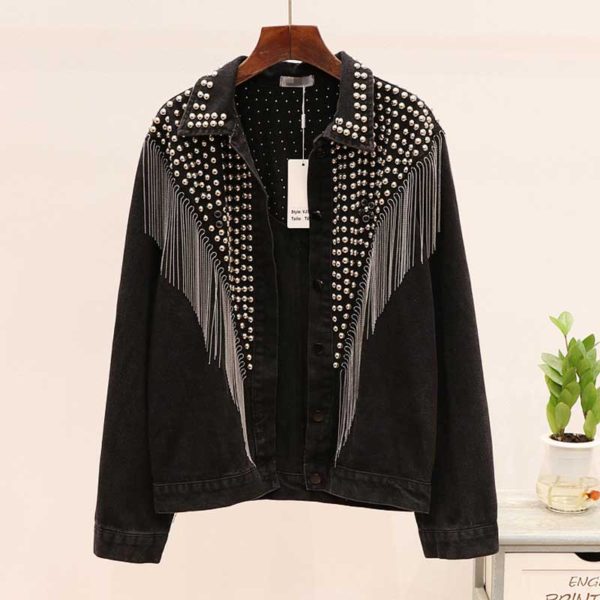 Oversized Multi Floral Embroidered Denim Jacket long Sleeve Casual Chic Jacket Coat Women Winter Coat - Image 6