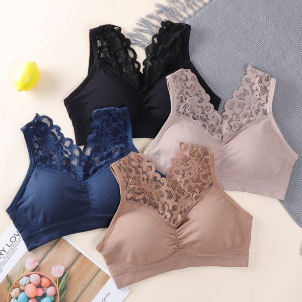 Bras For Women Underwear Plus Size Bra M L XL XXL Brassiere Wireless Bralette Push Up BH Sexy Lace Bra With Pad Vest Top - Image 2